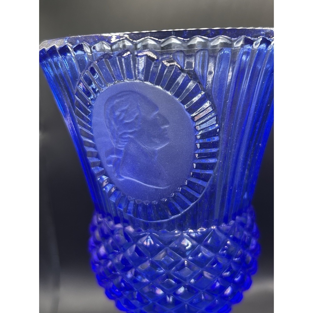 Pair of Vintage Cobalt Blue George & Martha Washington Goblets/Wine Glasses - Picture 2 of 7